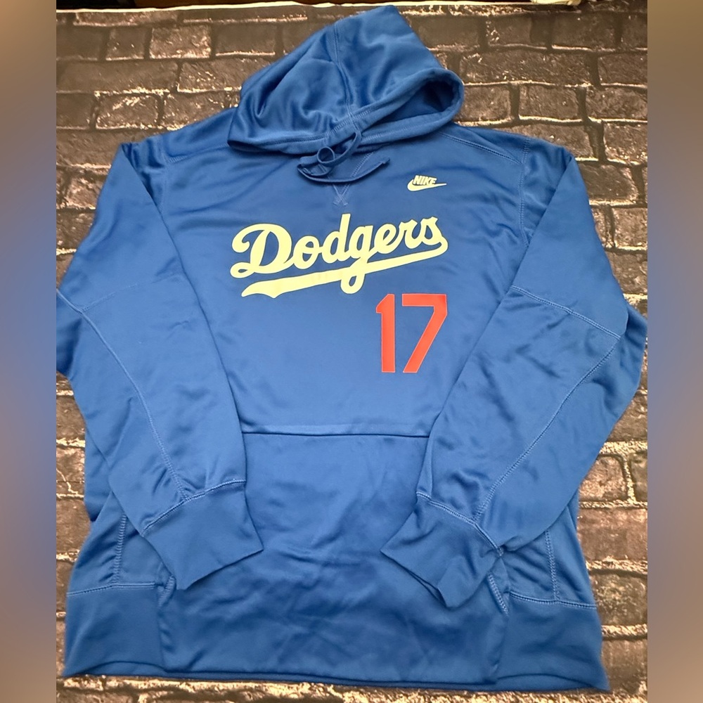 Nike Men’s LA Dodgers Therma Polyester Hoodie Pullover Blue All Sizes NEW Ohtani